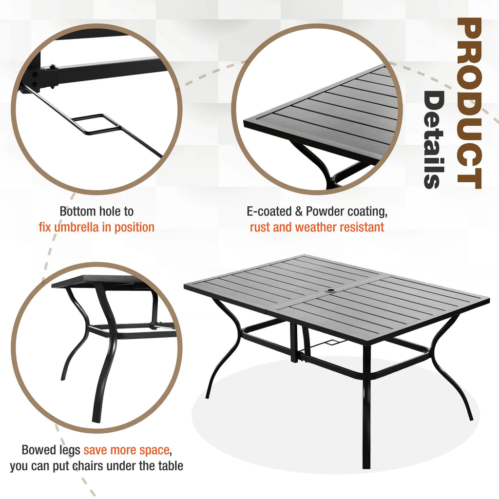 7-Piece Outdoor Patio Dining Set with 6 Rocking Chairs and 1 Metal Table V480423