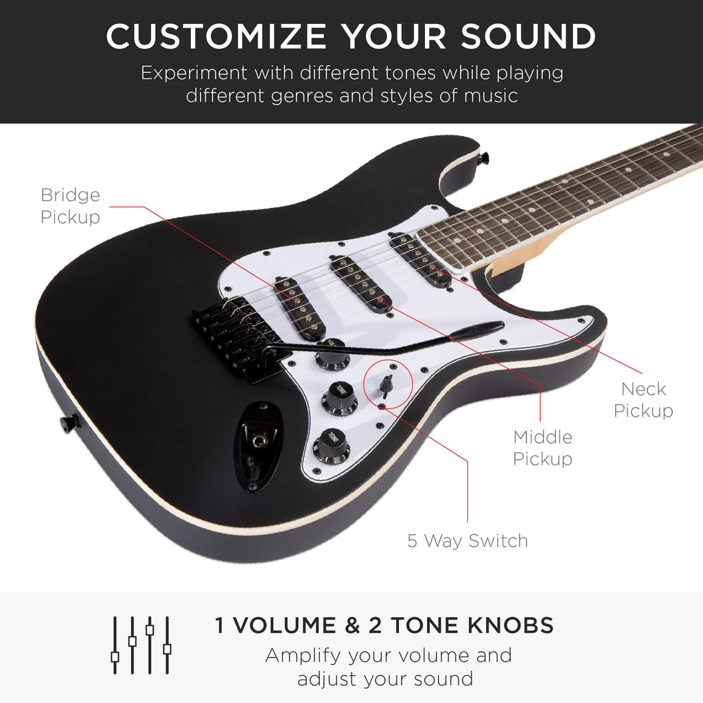 39in Full Size Beginner Electric Guitar Kit with Case O4055