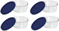 4 Cup Round Clear Storage Dish with Blue Lid, Pack of 4 Z165
