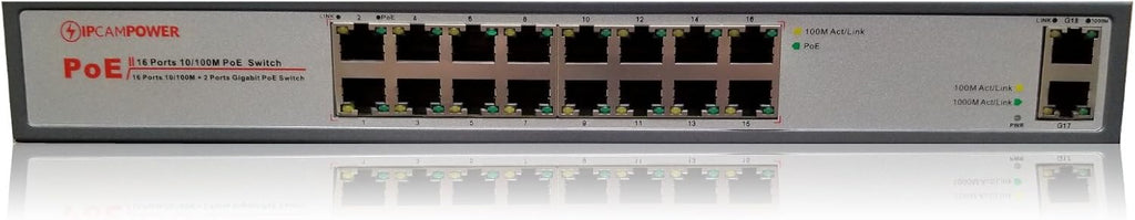 16 Port POE Network Switch with 2 Gigabit Uplink Ports R6594