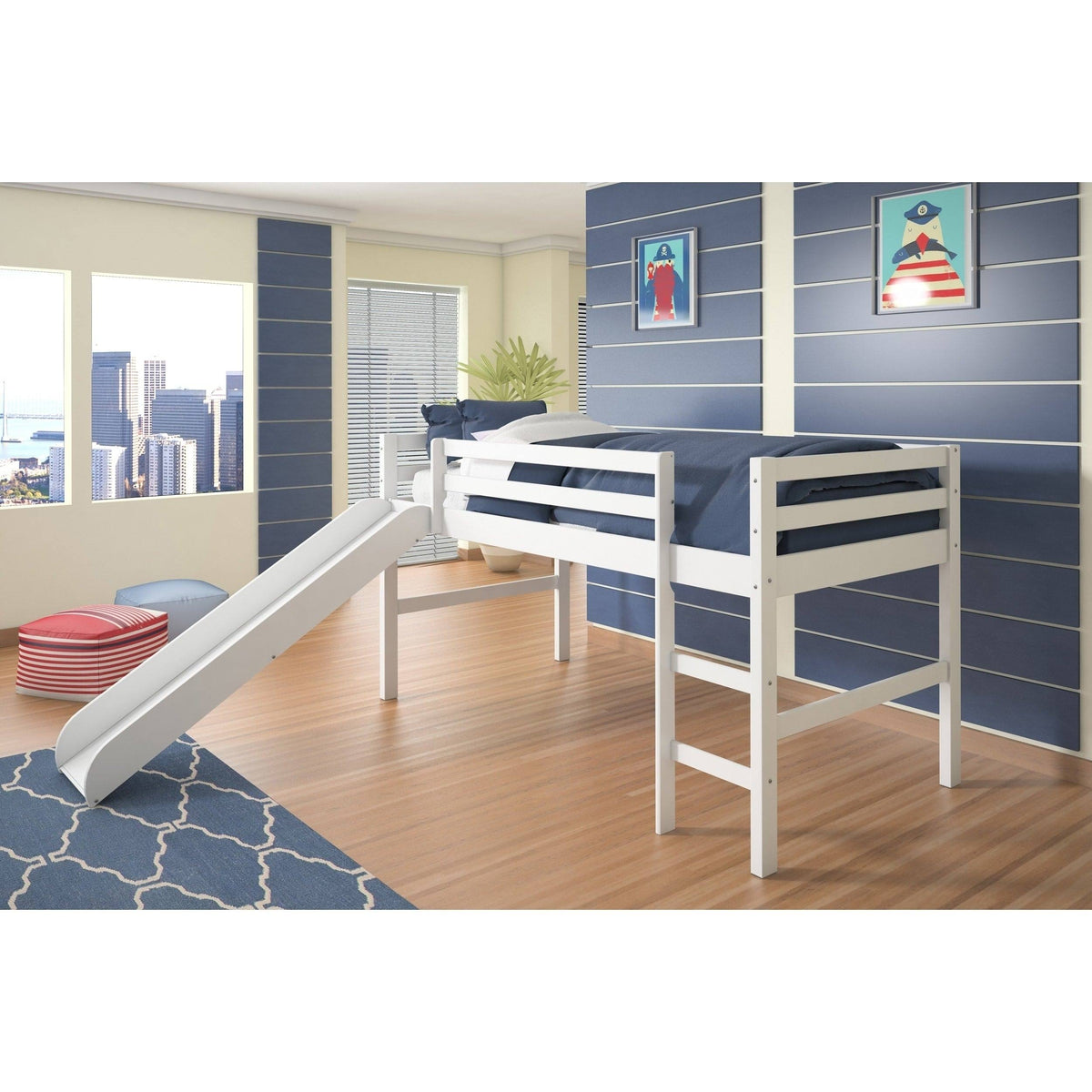Twin Tent Loft Bed, Espresso/Pink U1087