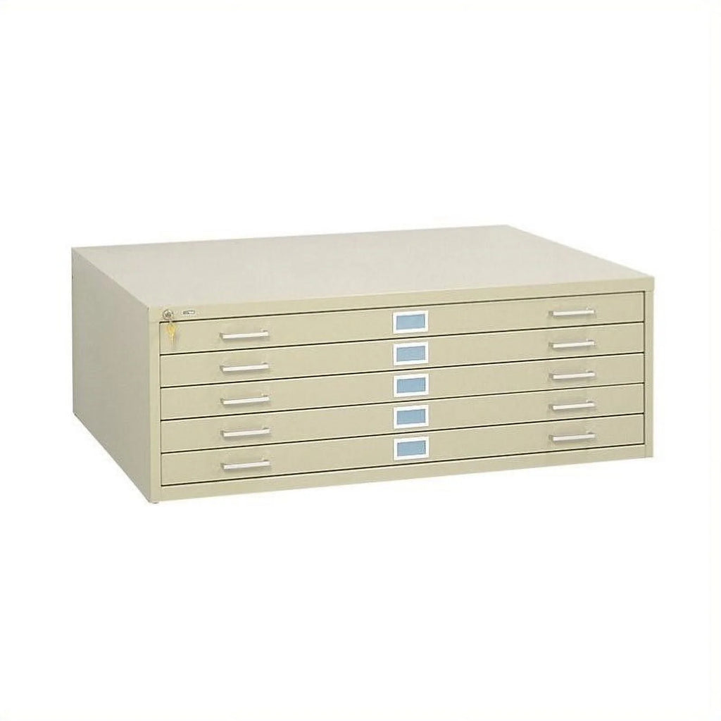 5 Drawer Flat File Cabinet with Closed Base in Brown B36634