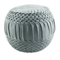 Dolphin Blue Round Woven Wool Pouf Ottoman X432
