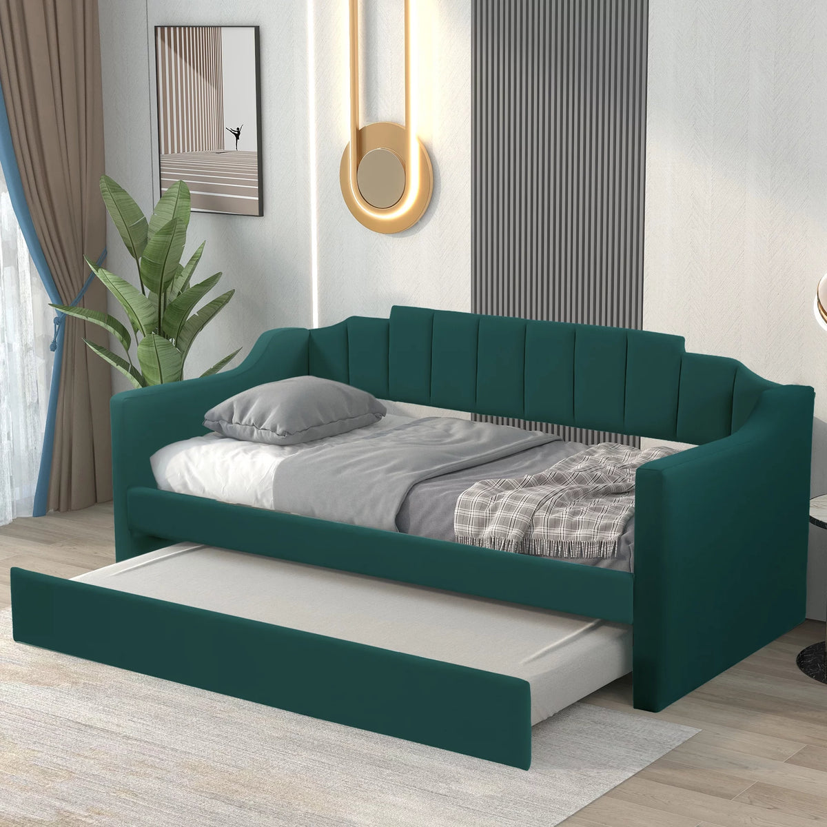 Upholstered Twin Daybed with Trundle G901