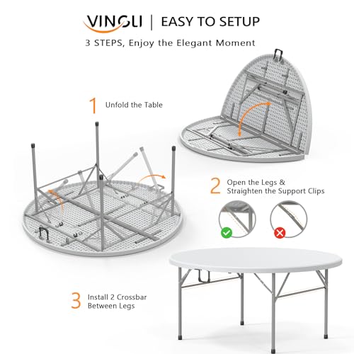 48" Round Bi-Folding Portable Plastic Table M5158