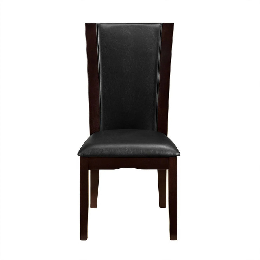 Wood and Faux Leather Dining Side Chair Espresso Set of 2 F2826