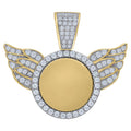 Sterling Silver Yellow Tone Unisex CZ Angel Wings Pendant Necklace V67329
