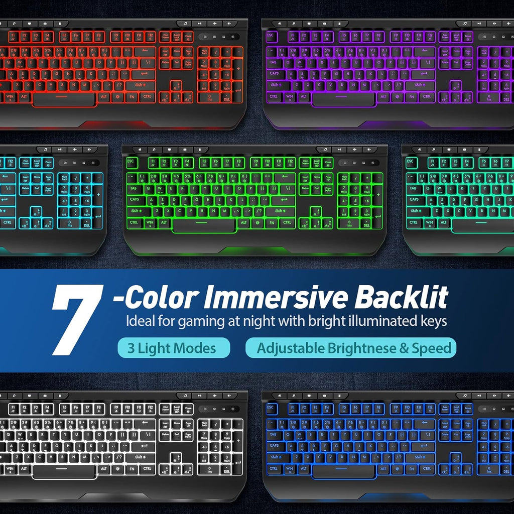 Wireless Gaming Keyboard with Ergonomic Wrist Rest, Pack of 2 N526