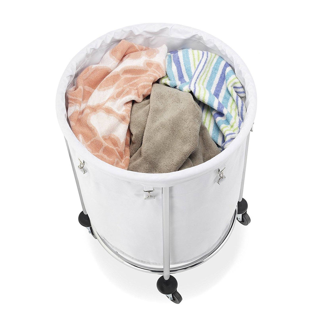 Chrome Round Laundry Hamper F4744