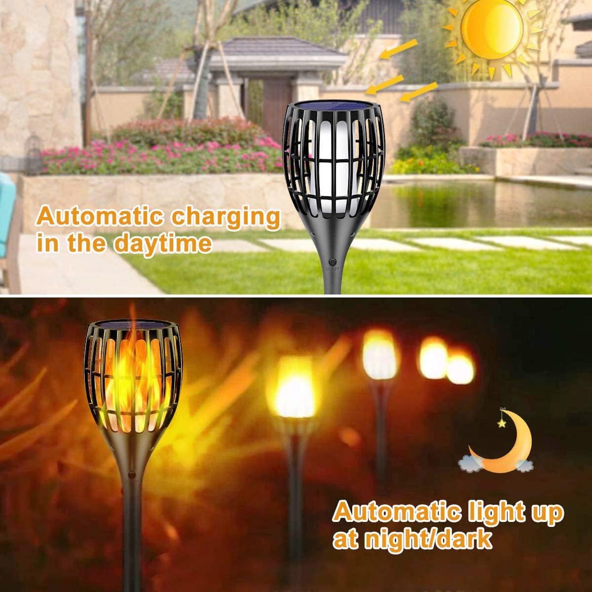 Solar Torch Lights with Flickering Flames J783612