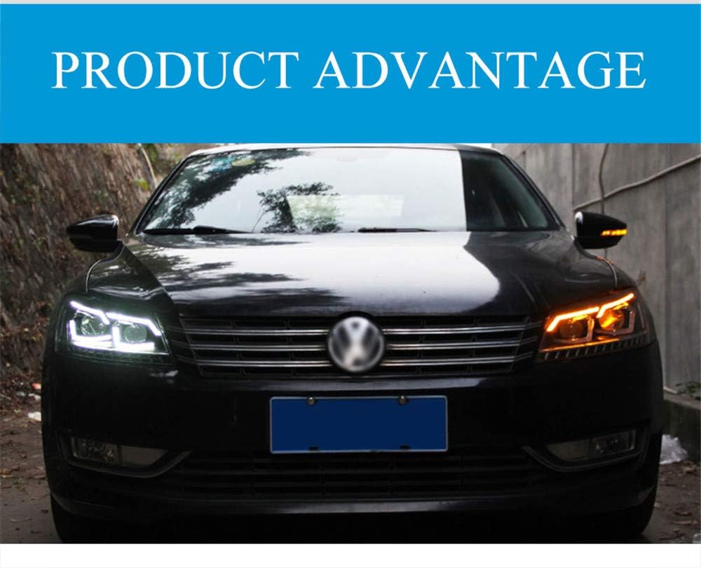 2PCS Headlight Assemblies Bi-Xenon Projector Double Beam HID With LED Daytime Running Lights Y9169