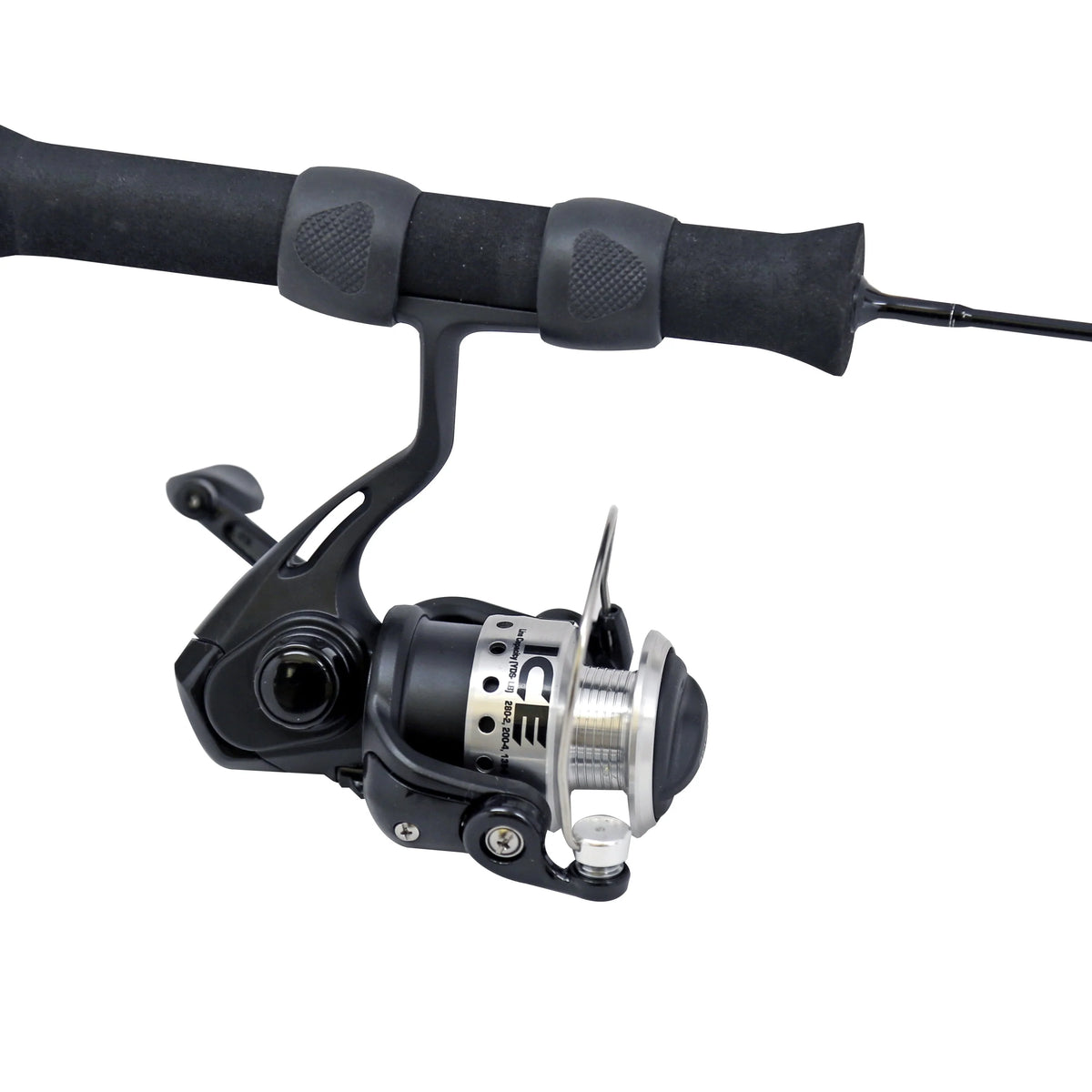 Ice Spinning Reel and Ice Fishing Rod Combo, Solid Carbon Rod, Graphite Reel with Aluminum Spool W7261