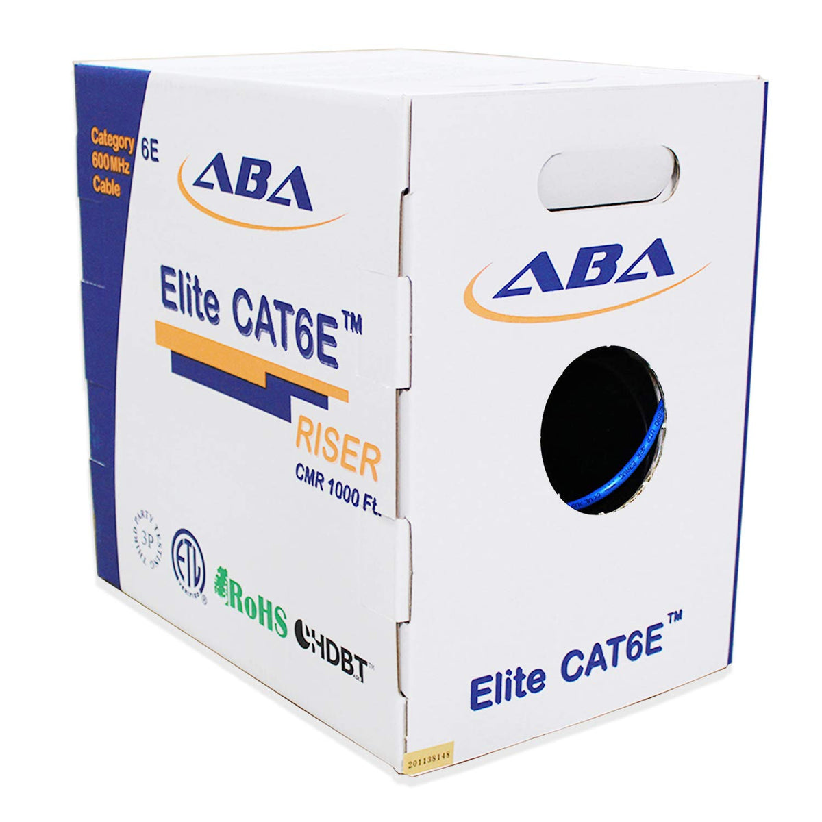 Blue 1000ft UTP 24AWG Solid Bare Copper CAT6E Riser Ethernet Cable J885930
