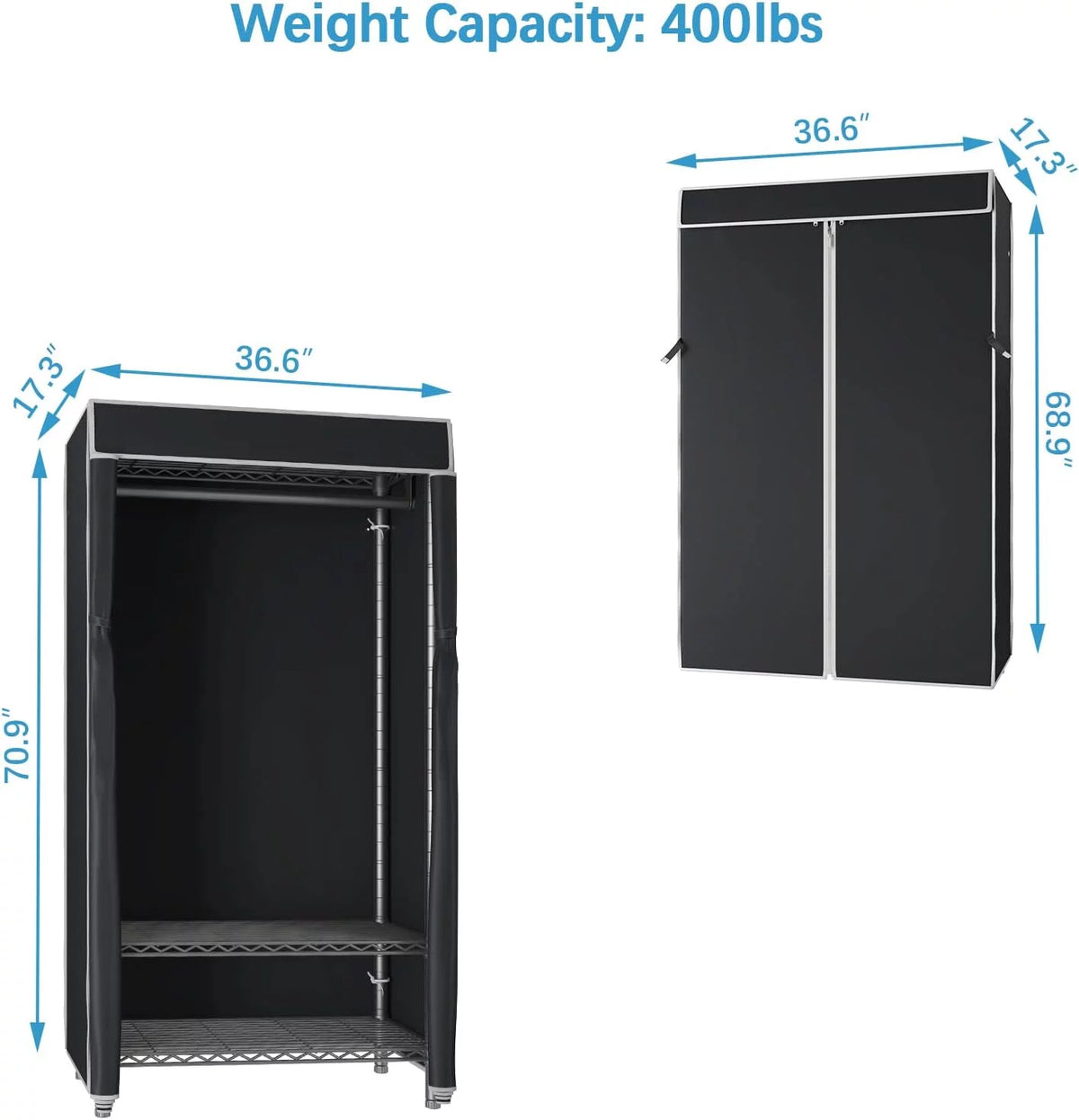 3 Tiers Heavy Duty Garment Rack with Grey Oxford Fabric Cover L48824