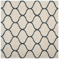 Ivory Slate Blue Geometric Shag Area Rug 7' x 7' Square T244