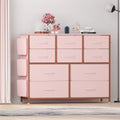 Pink 10 Drawer Fabric Dresser with Wood Tabletop E6537