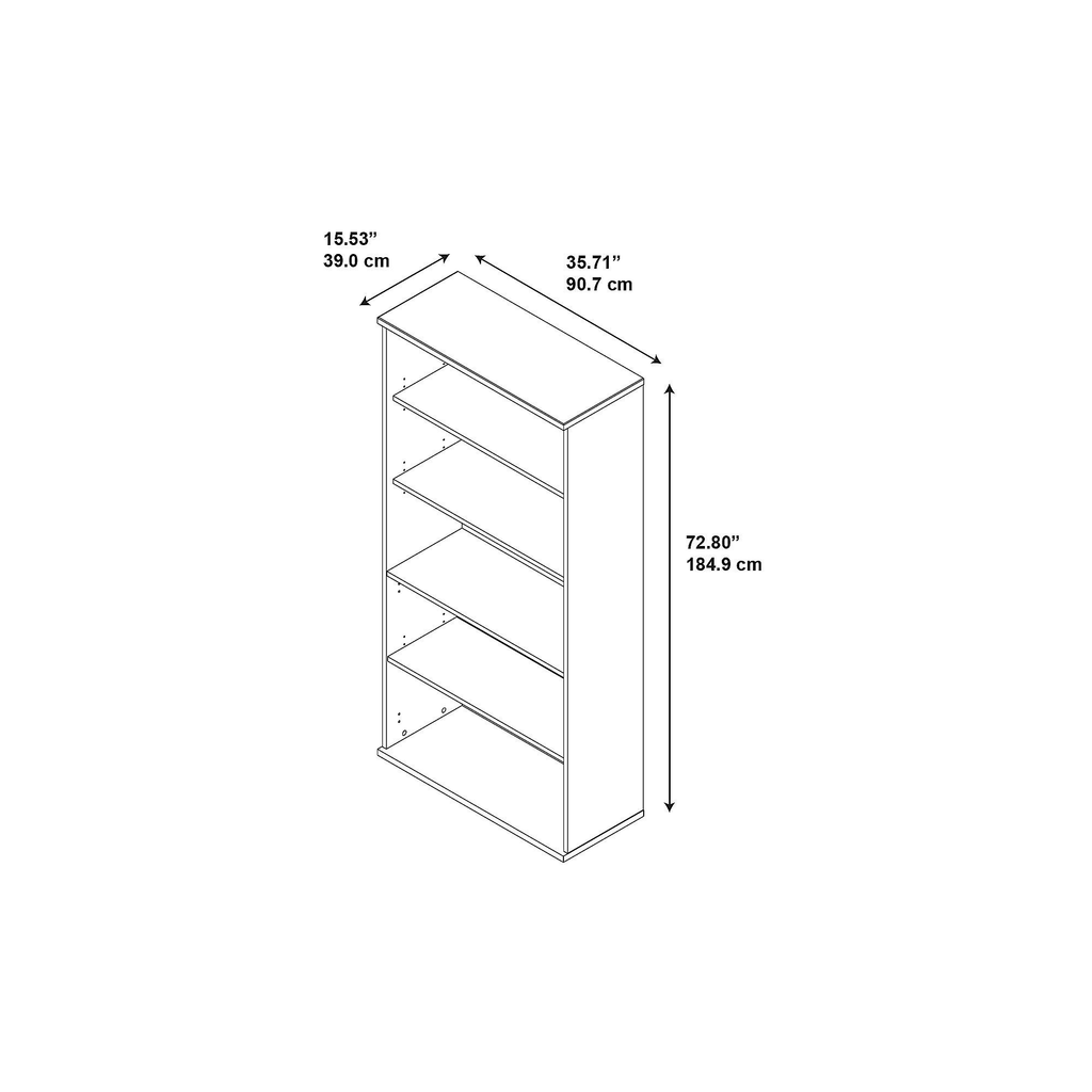 Storm Gray 5 Shelf Wood Composite Bookcase T68538