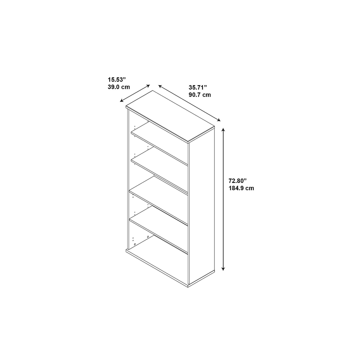Storm Gray 5 Shelf Wood Composite Bookcase T68538