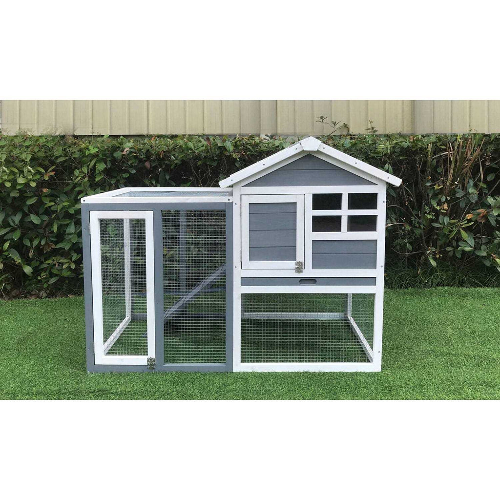 Wooden Elevated Rabbit Hutch with Ramp R5940