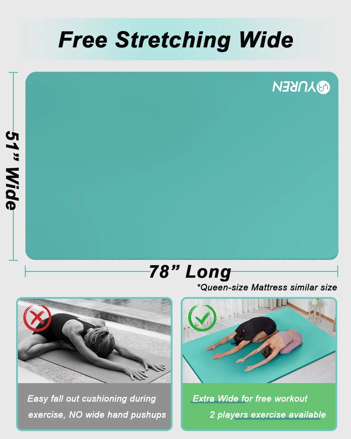 Large Exercise Mat 6' x 4' 10mm Thick NBR Black C2684