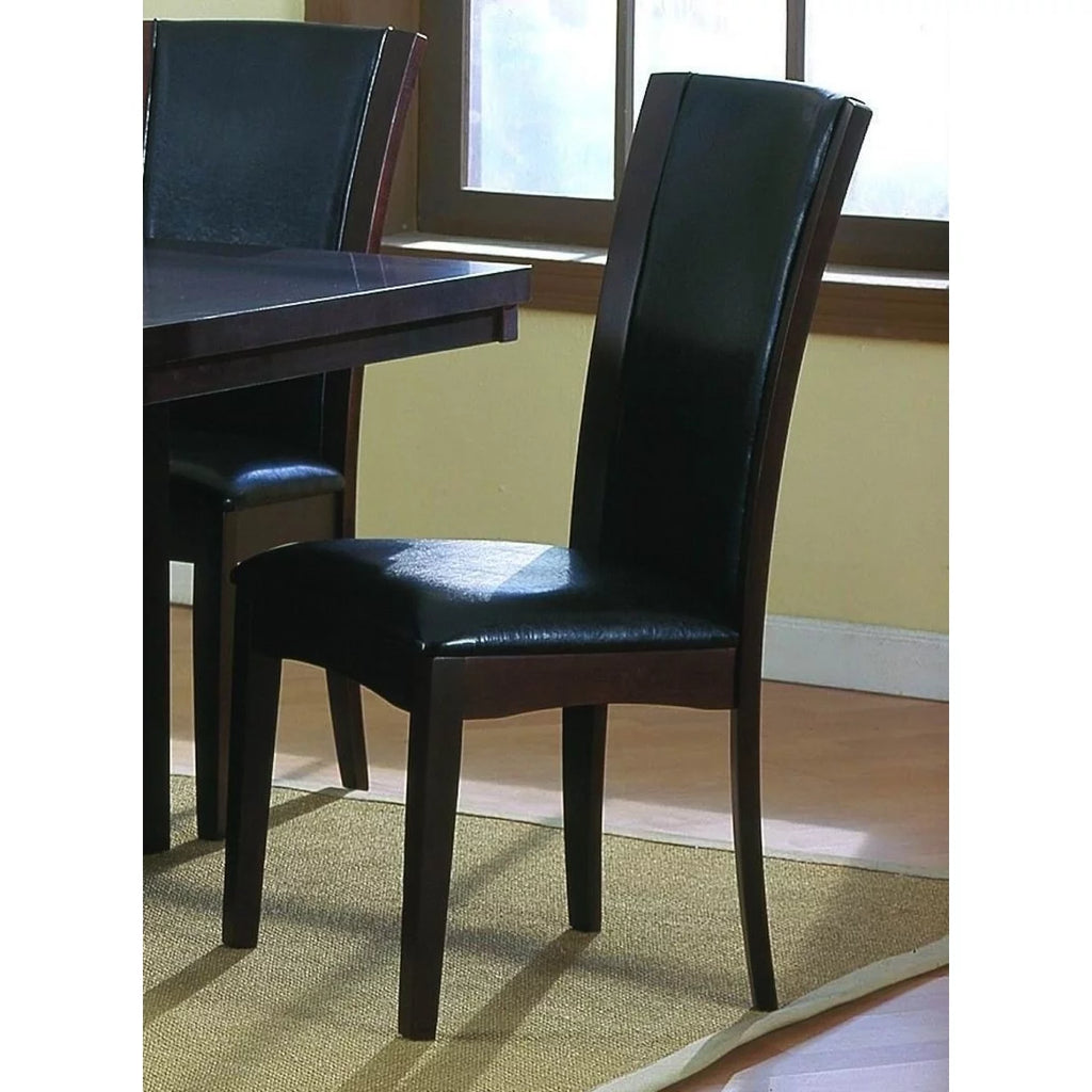 Wood and Faux Leather Dining Side Chair Espresso Set of 2 F2826