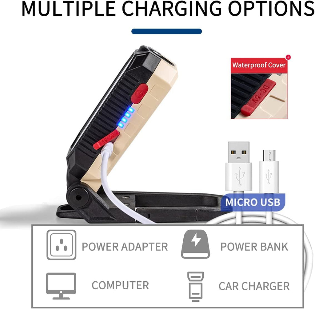 LED Work Light, COB Rechargeable Flashlight with Magnetic Base & Hanging Hook, Pack of 2 R183996