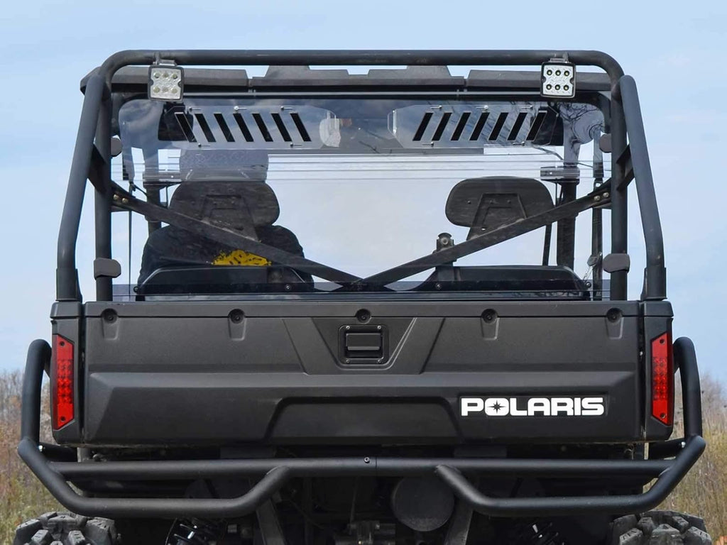 Vented Rear Windshield for Polaris Ranger Full Size 570 / Crew, 1/4” Clear Polycarbonate with Sliding Vents Z97341