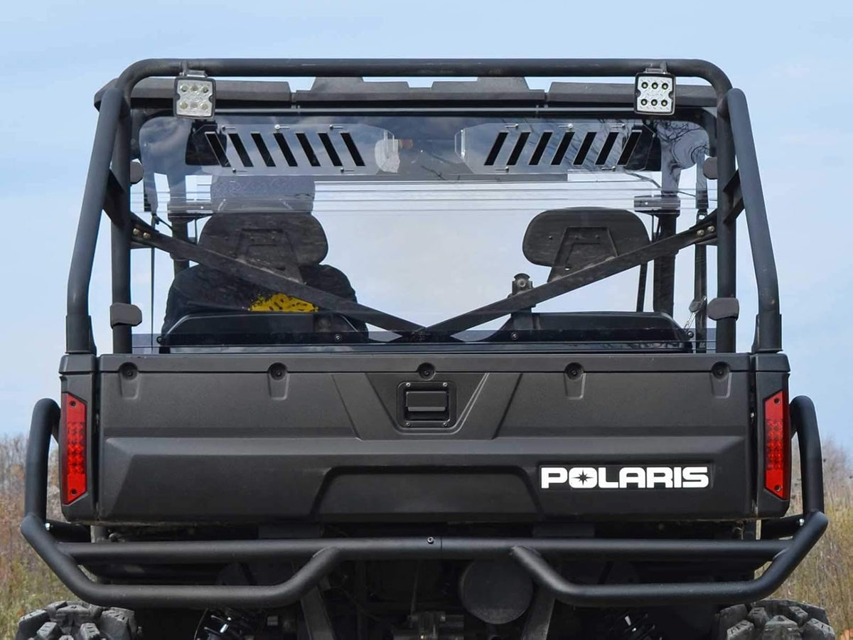 Vented Rear Windshield for Polaris Ranger Full Size 570 / Crew, 1/4” Clear Polycarbonate with Sliding Vents Z97341