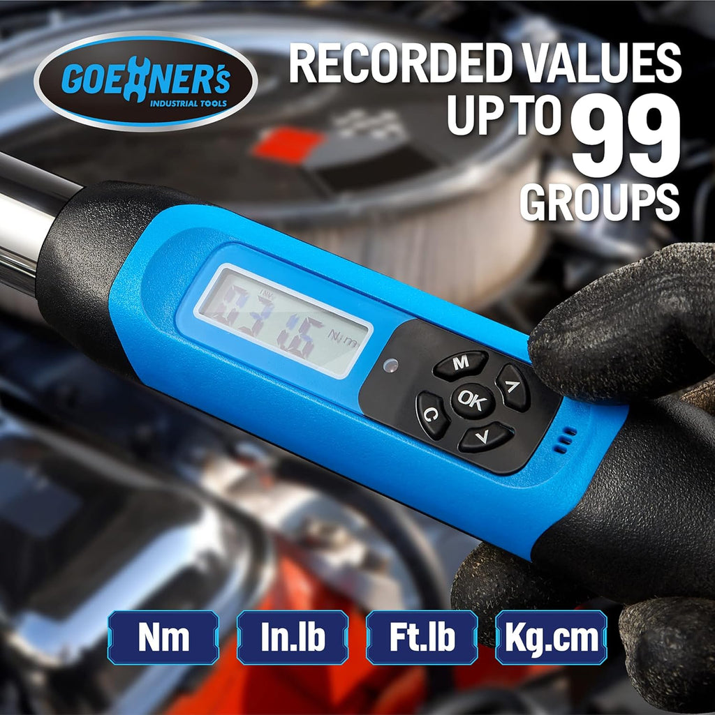 1/2" Drive Digital Torque Wrench, 12.5-250 ft.-lb./17-340 N.m., Electronic Torque Wrench N377