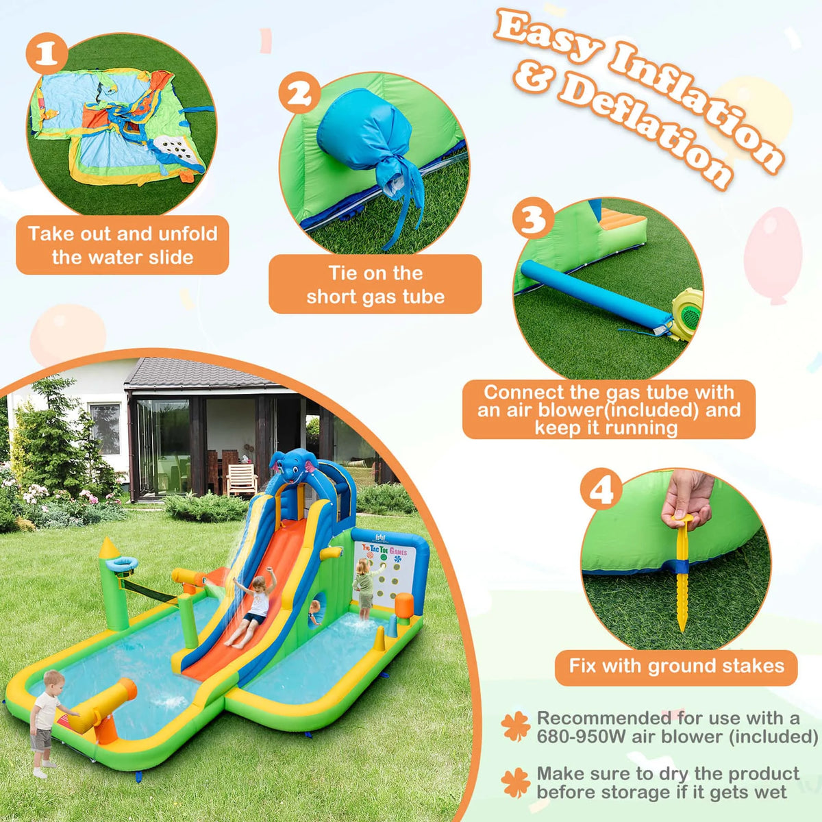 Inflatable Water Slide Splash Pool J80504