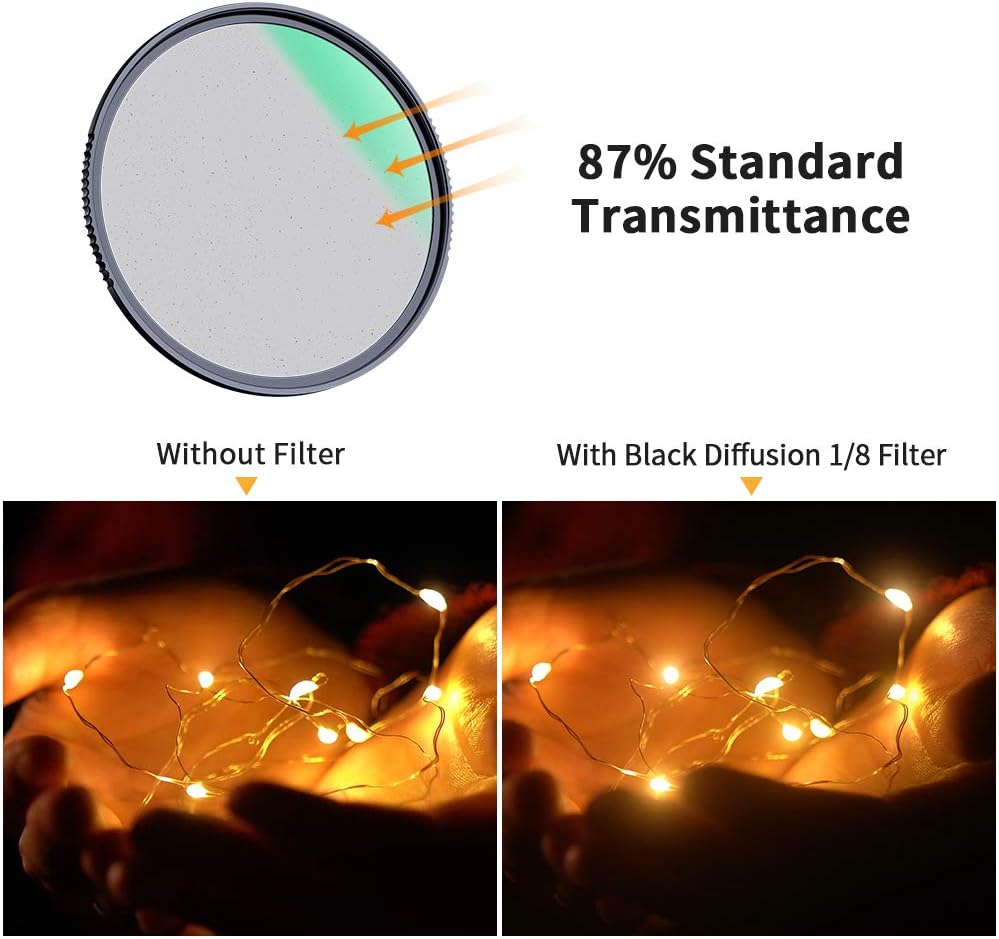 77mm Black Diffusion 1/8 Filter with 28 Multi-Layer Coatings K2555