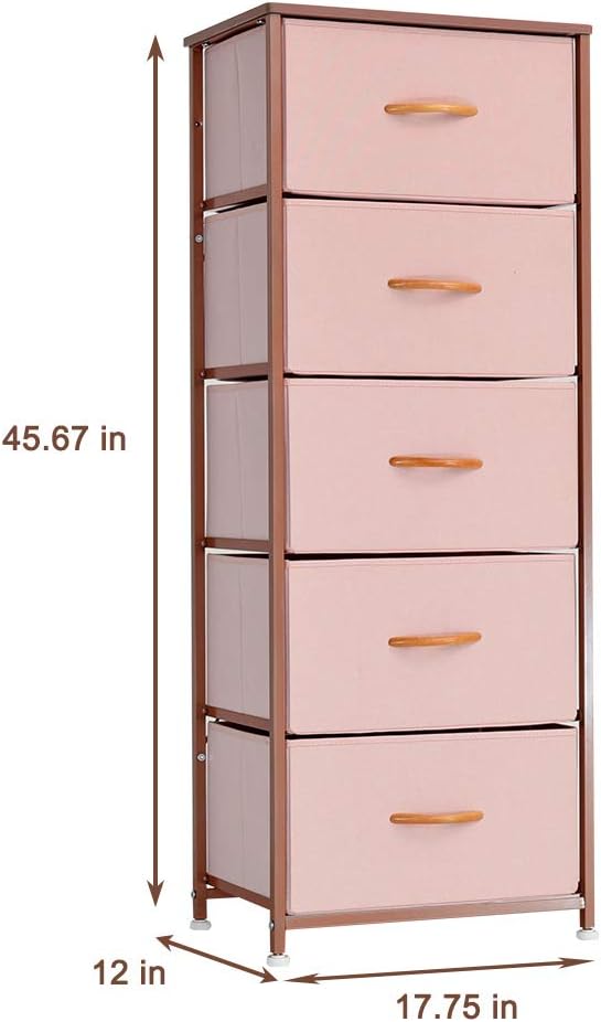 Vertical 5 Fabric Drawer Dresser Storage Tower Q6013
