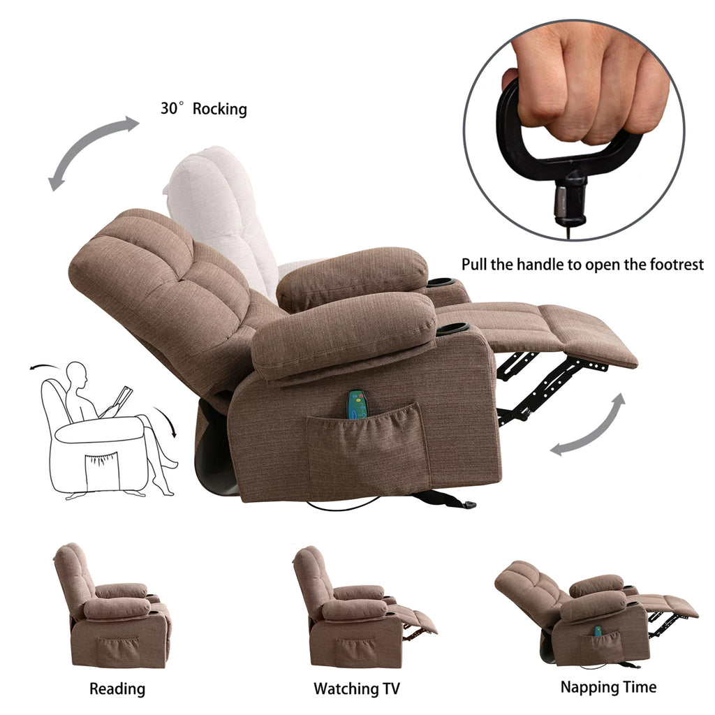 Manual Rocking Recliner Chair with 2 cup holders D2563
