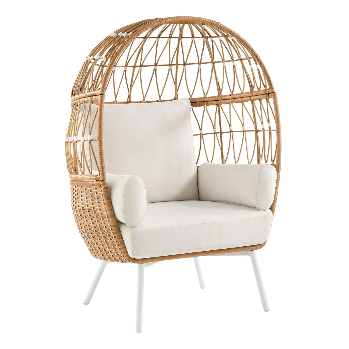 White Wicker Egg Chair G51471