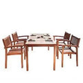 5-piece Wood Patio Dining Set with Stacking Chairs B90702