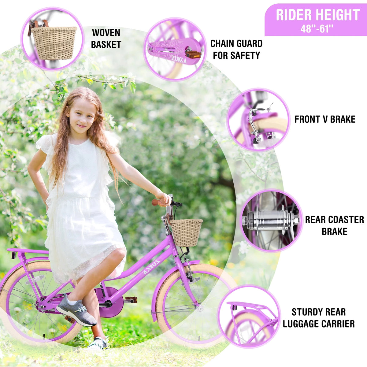 Kids Bike with Woven Basket White L16338