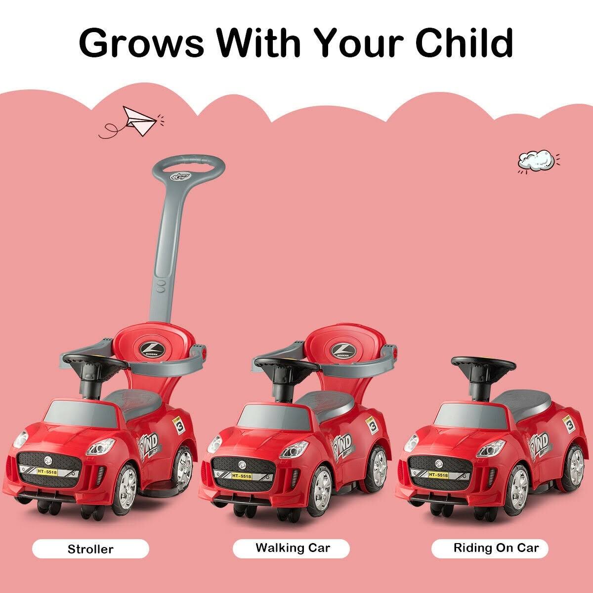 Red 3 in 1 Kids Ride on Push Car Stroller Wagon C708