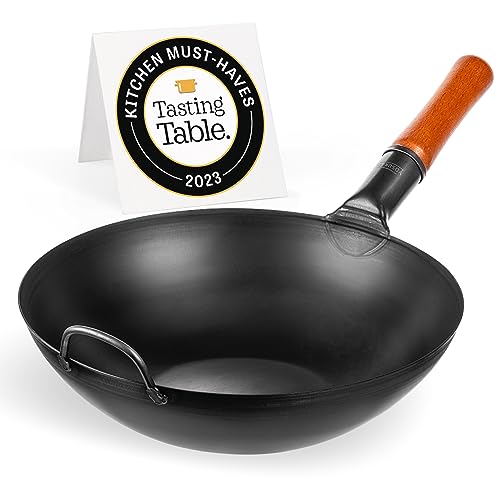 13.5" Flat Bottom Carbon Steel Wok Pan H405830