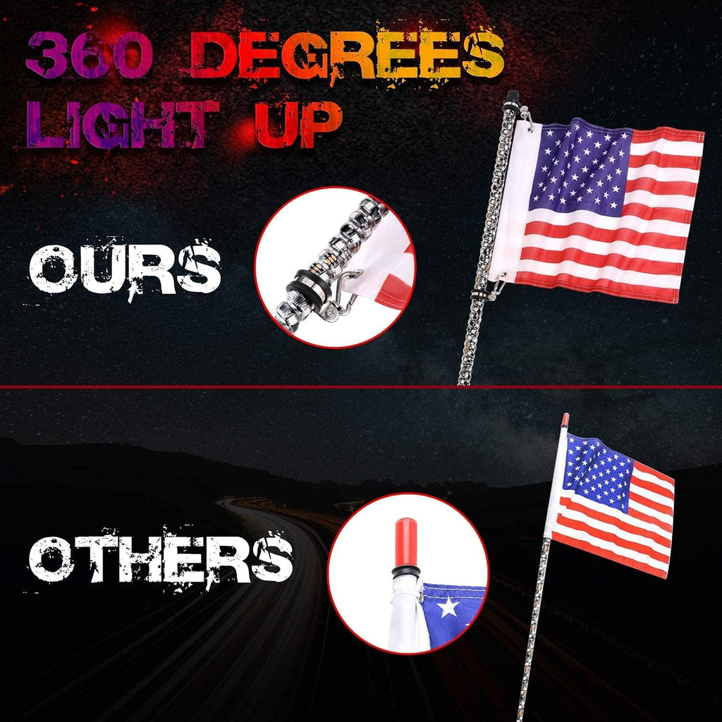 2PCS 3FT RGB LED Whip Lights with Spring Base RF Remote Controlled I648145