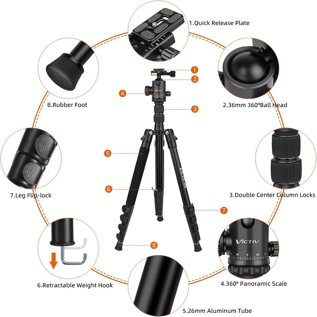 Compact Aluminum Camera Tripod with 360 Degree Ball Head L47517