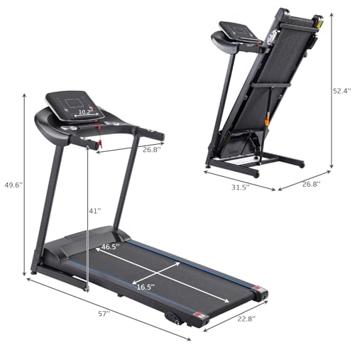 Folding Treadmill with Incline, 330 LBS Weight, 3.5HP Electric Q335469