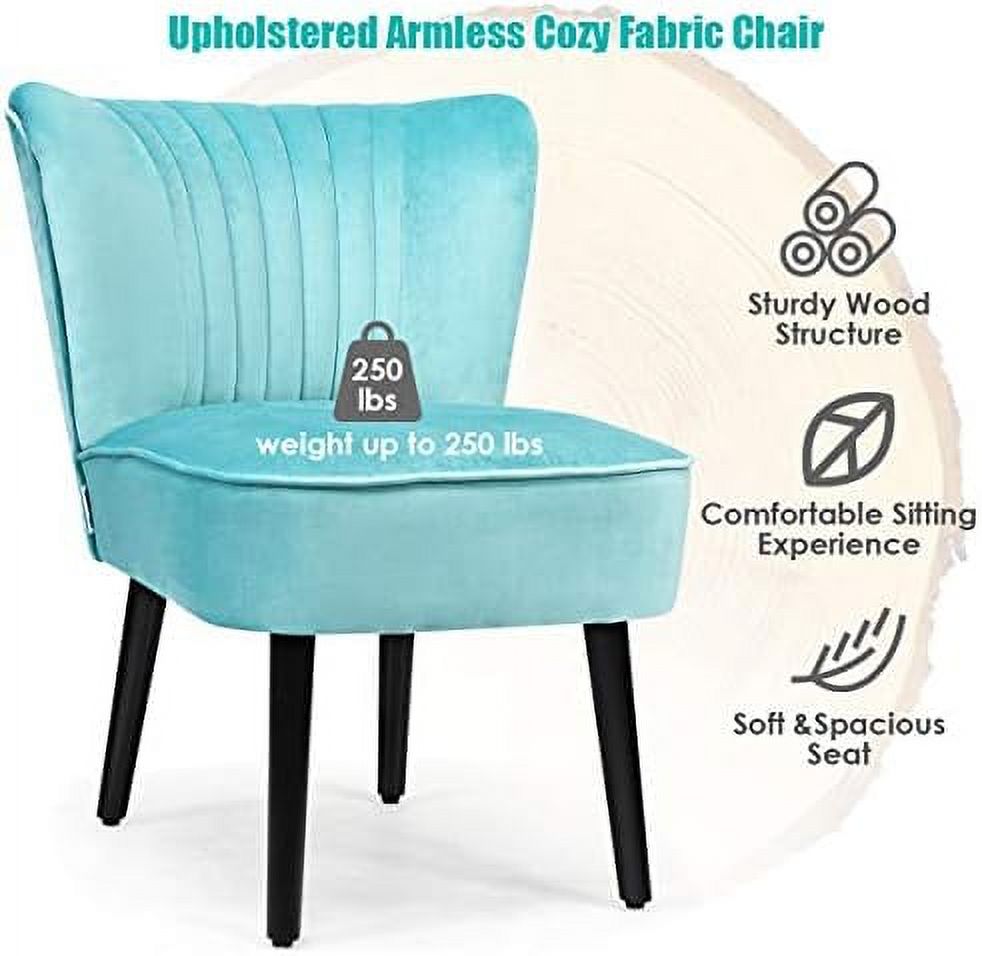Velvet Accent Chair Set of 2 Armless Curved Backrest Padded Seat J661657