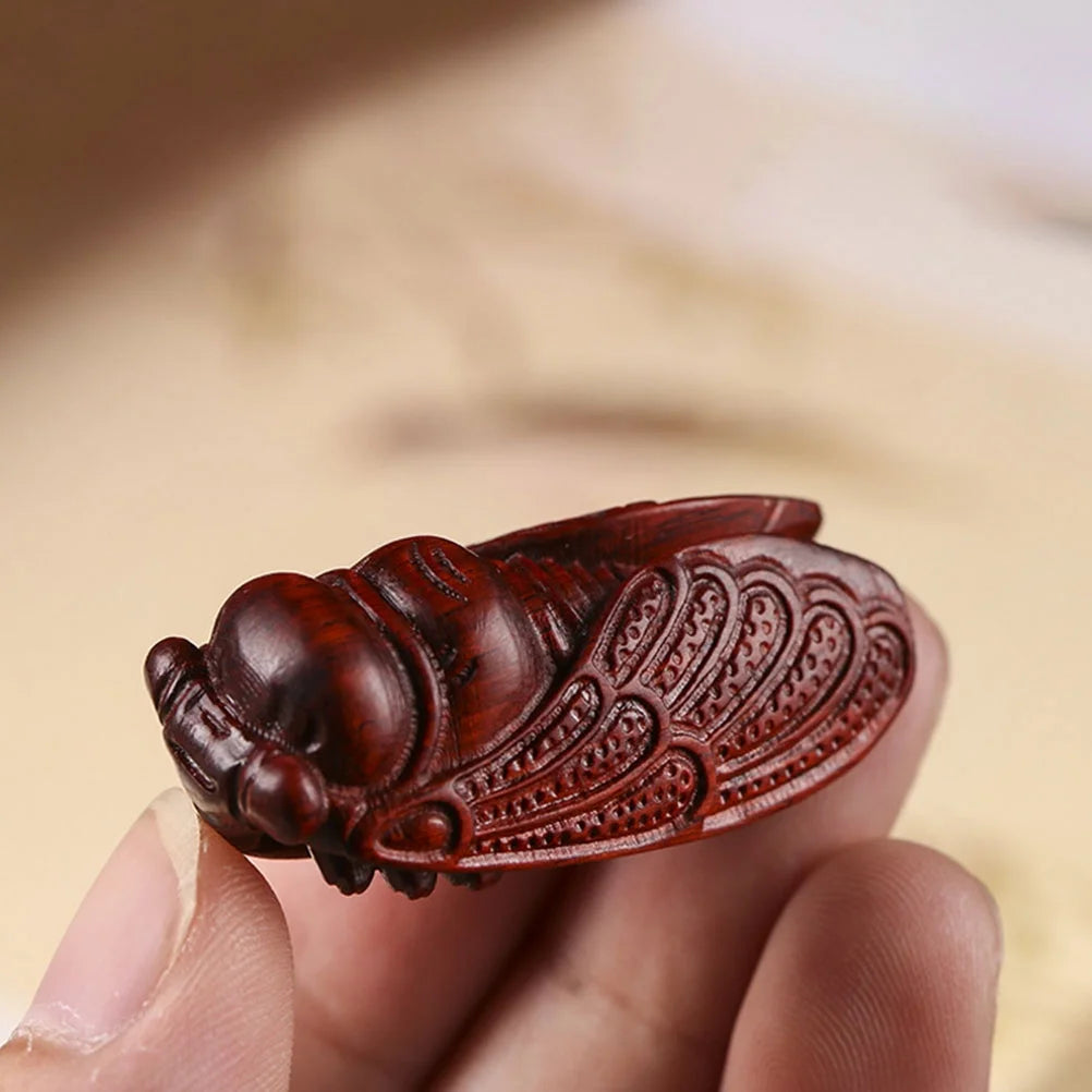 Wooden Cicada Figurine Handmade Ornament R43492