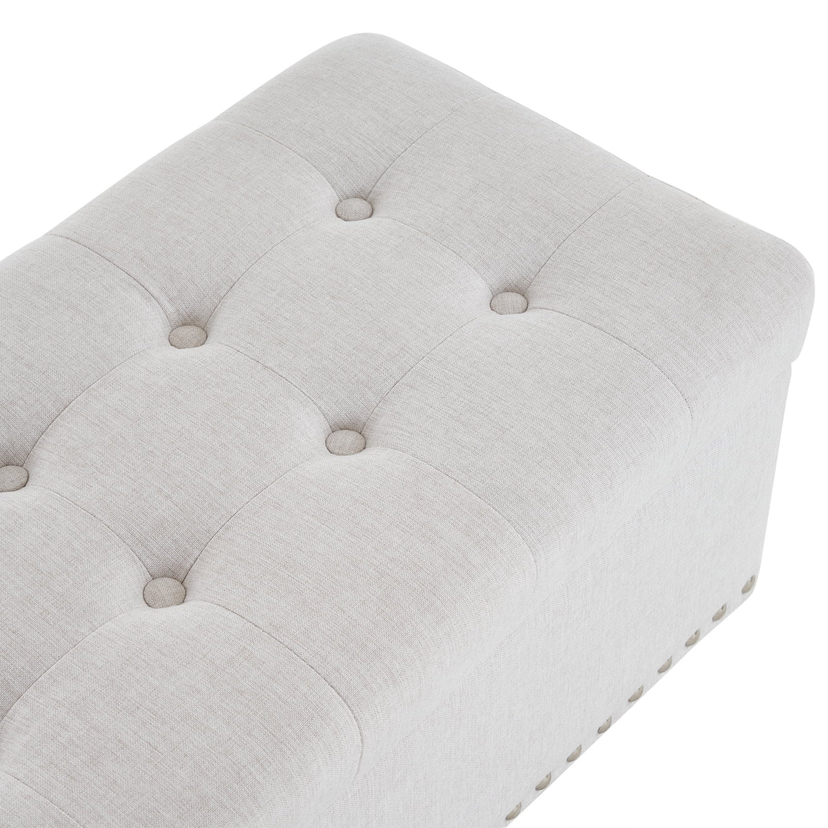 Off-White Linen Upholstered Storage Bench A228404
