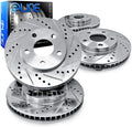 Front Rear Drilled and Slotted Brake Rotors U19317