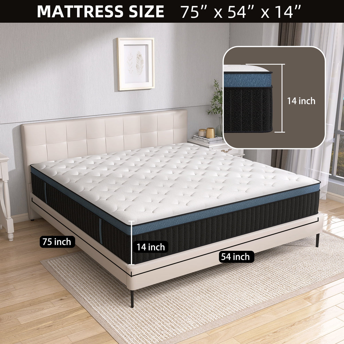 14 inch Full Hybrid Mattress with Gel Memory Foam I167