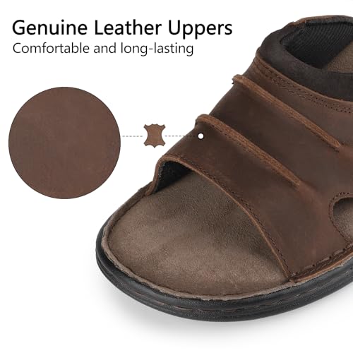 Men's Leather Sandals Cushioning Arch Support Lightweight Non-slip Summer Slides A13271