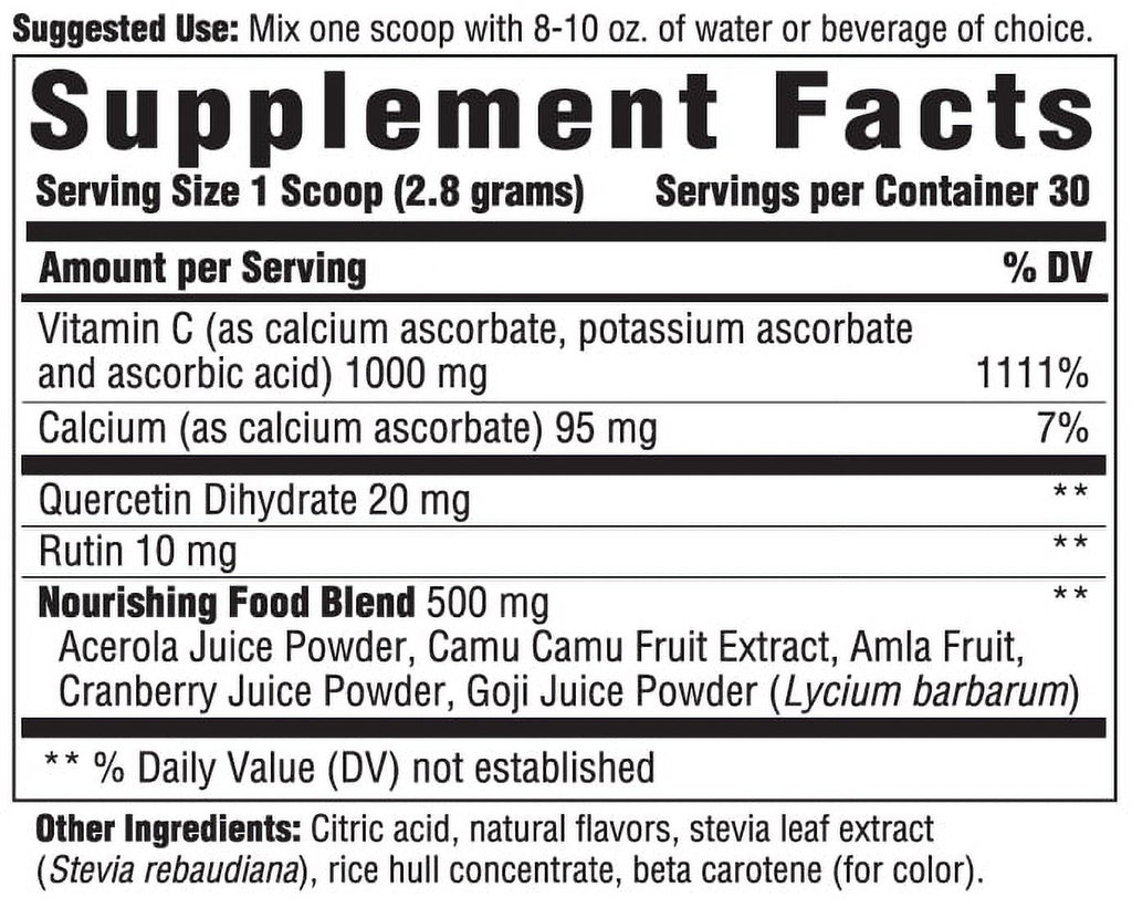 C Complete Powder Antioxidant Vitamin C Supplement Vegetarian Non-GMO 2.96 Oz. 30 Servings H721546