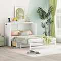White Full Size Murphy Bed with Charging Station and Drawers R963
