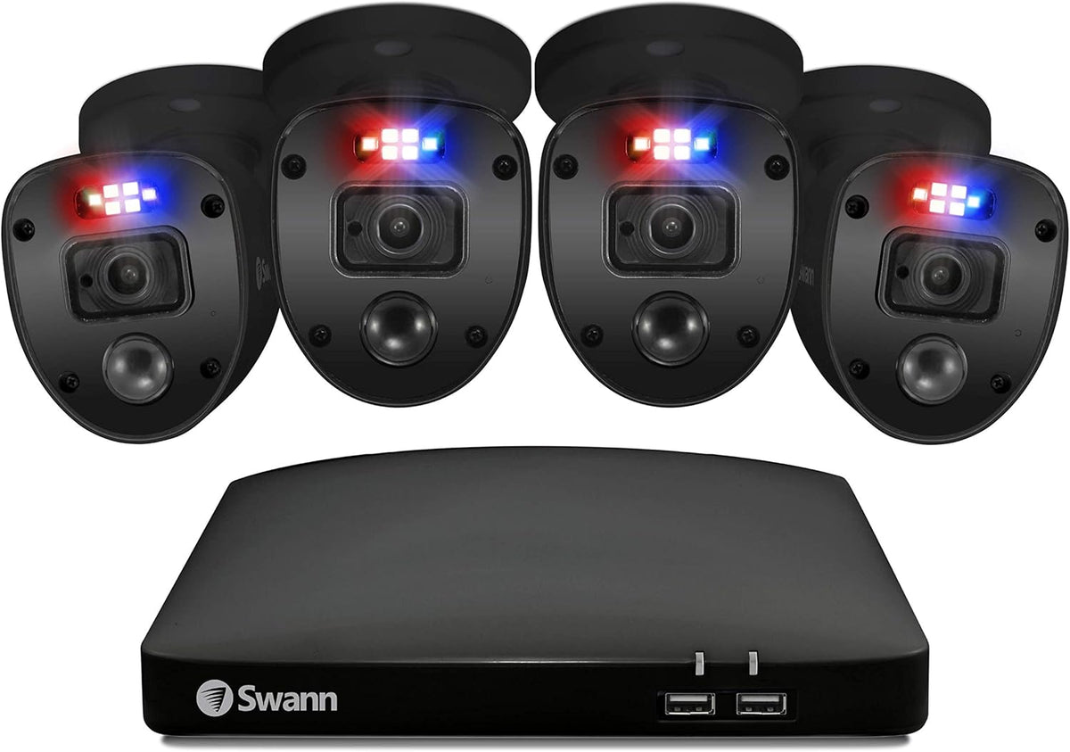 Black 8 Channel 4 Cameras DVR CCTV Security Camera System S622